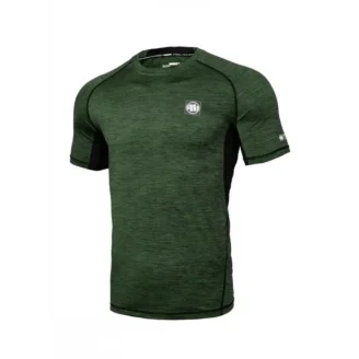 Rashguard Krótki Rękaw Pitbull Performance Pro Plus Small Logo Oliwkowy Melanż